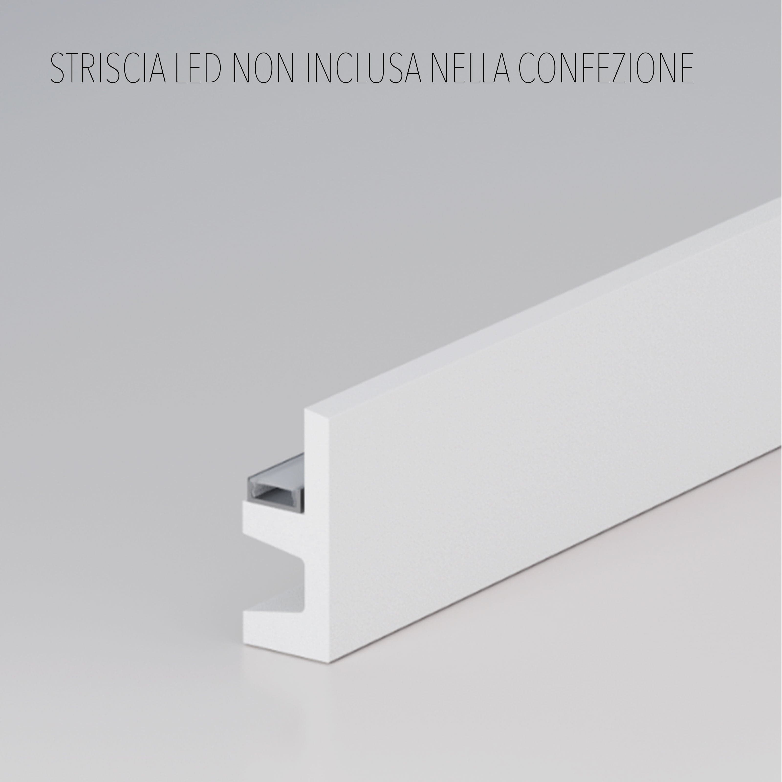 *STOCK FOLLI* Profilo Cornice per LED in Polimeri Bianco RAL 9016 verniciabile 62X25mm (Prezzo al metro) in Battiscopa Eternal Parquet - Ariano Irpino, commercioVirtuoso.it