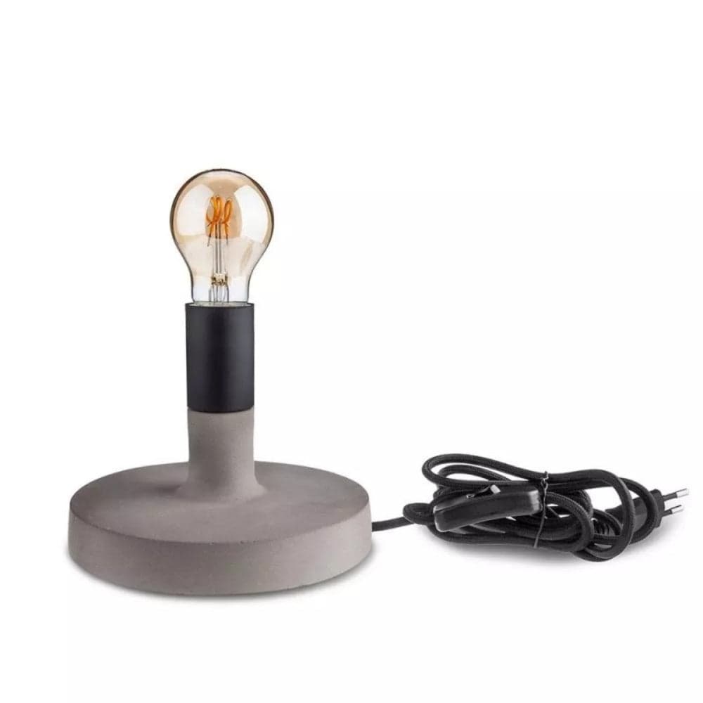 Lampada LED da Tavolo Rotonda con Portalampada E27 (Max 60W) Base in Calcestruzzo