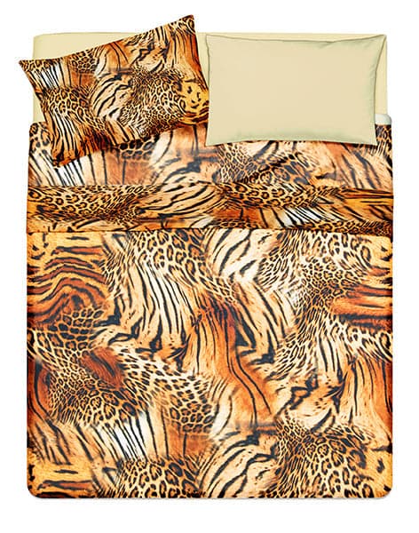 Completo letto lenzuola federe bifaccia double face stampa digitale in cotone made in italy  LEOPARDO/PANNA in Set di lenzuola e federe Vanita di raso - Sesto San Giovanni, commercioVirtuoso.it