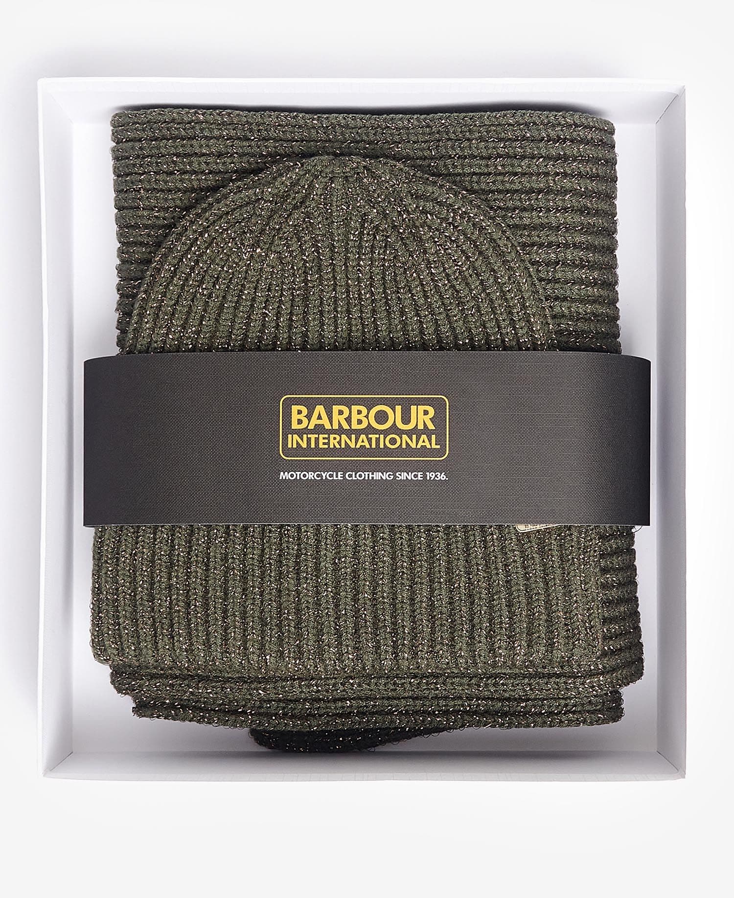 Barbour International cappello e sciarpa donna estoril beanie e scarf gift fw23 in Coordinati invernali Broadway Red - Barletta, commercioVirtuoso.it