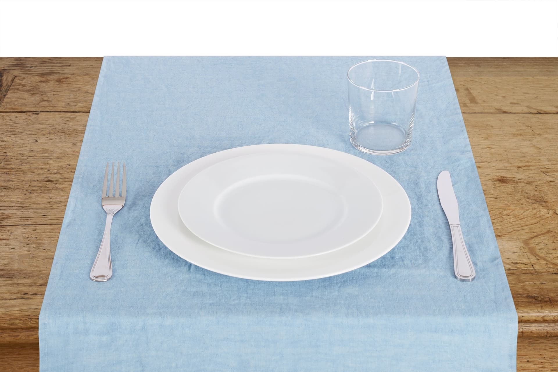 Runner da tavola in 100% puro lino lavato delavè stone washed morbido resistente elegante made in italy Orizzonte con Frou Frou in Runner Vanita di raso - Sesto San Giovanni, commercioVirtuoso.it