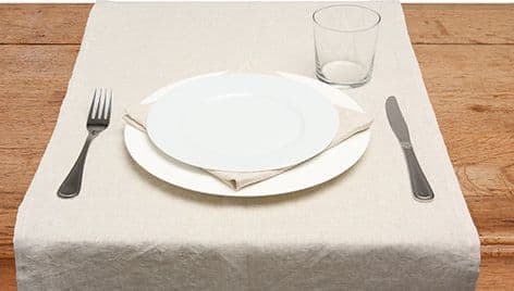 Runner da tavola in 100% puro lino lavato delavè stone washed morbido resistente elegante made in italy  BOLLITO in Runner Vanita di raso - Sesto San Giovanni, commercioVirtuoso.it