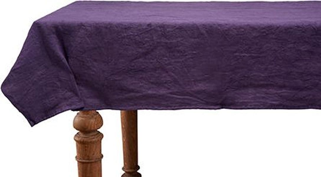 Tovaglia da tavola in 100% puro lino lavato delavè stone washed morbido resistente elegante made in italy  VIOLA