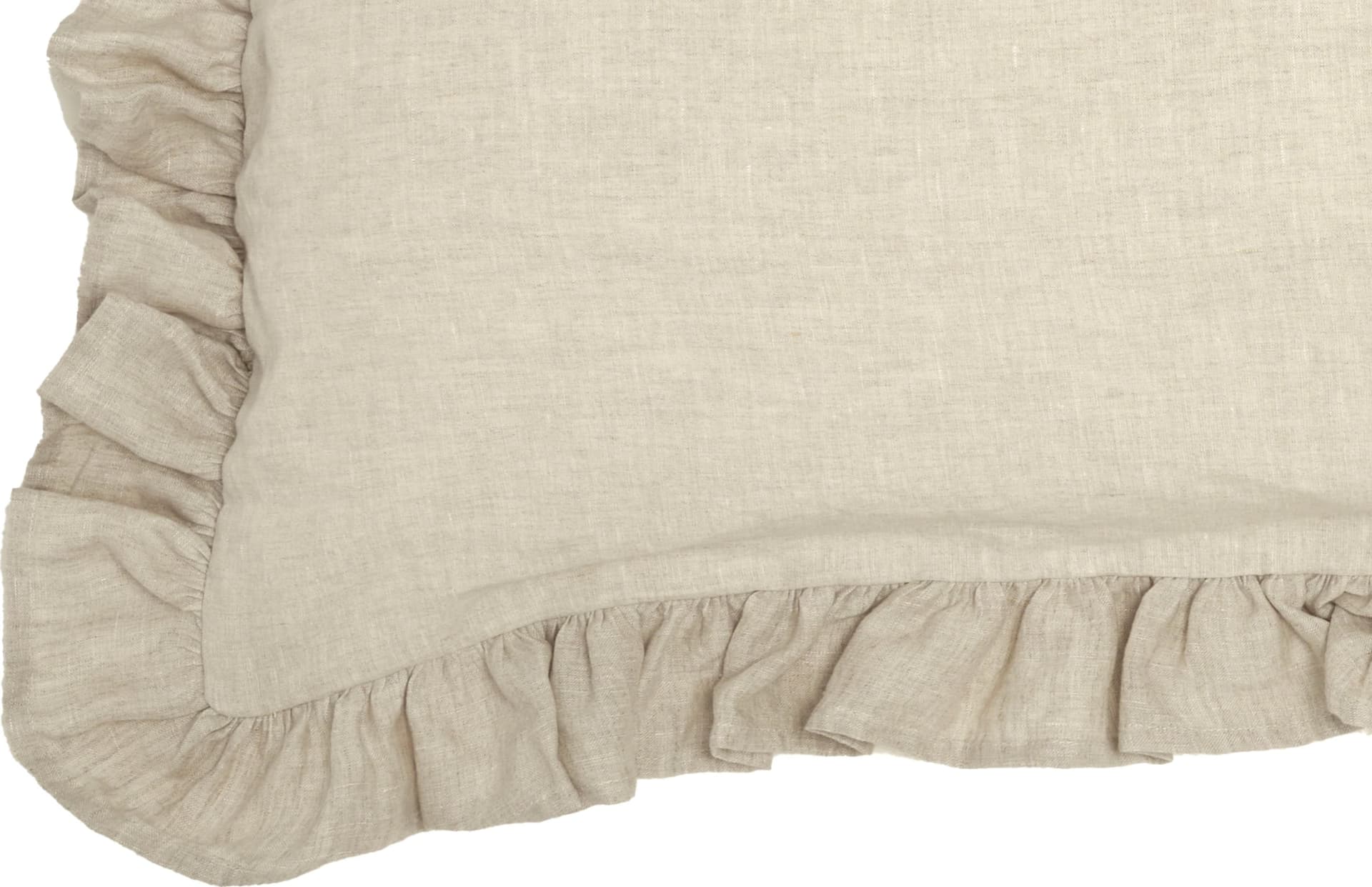 Federa in puro lino stonewashed Bollito con Frou Frou in Federe Vanita di raso - Sesto San Giovanni, commercioVirtuoso.it