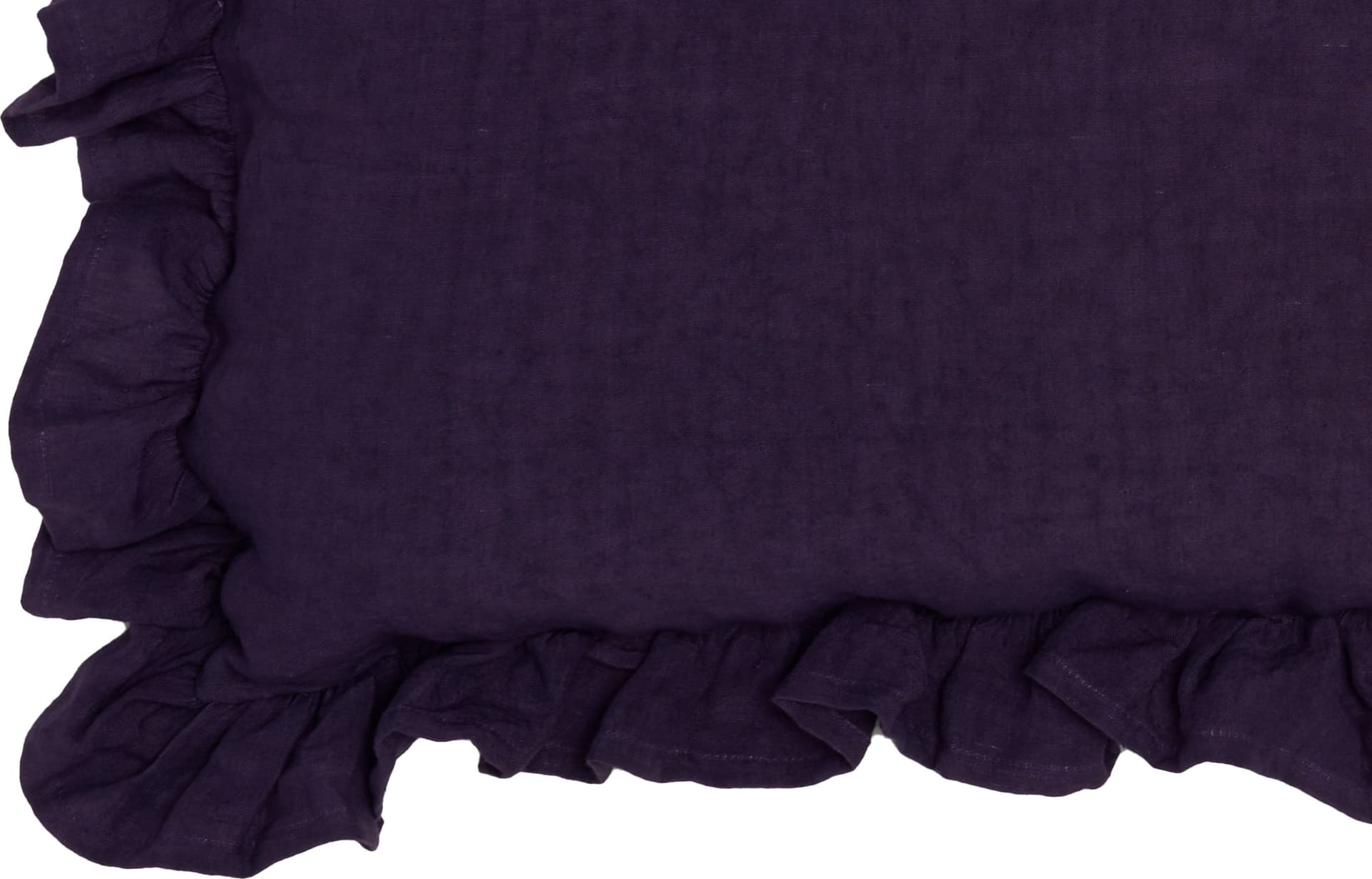 Federa in puro lino stonewashed Viola con Frou Frou in Federe Vanita di raso - Sesto San Giovanni, commercioVirtuoso.it