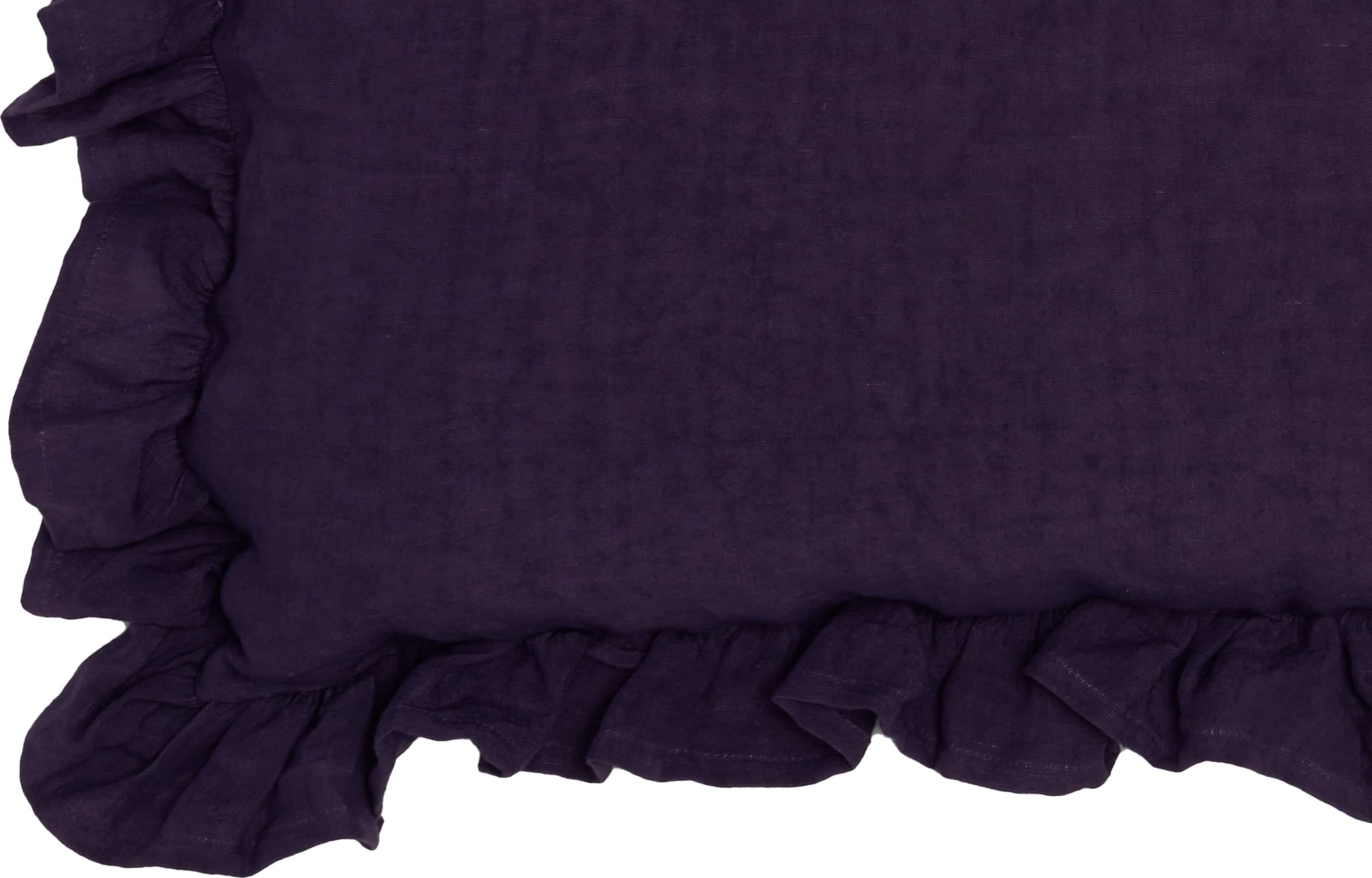 Federa in puro lino stonewashed Viola con Frou Frou in Federe Vanita di raso - Sesto San Giovanni, commercioVirtuoso.it