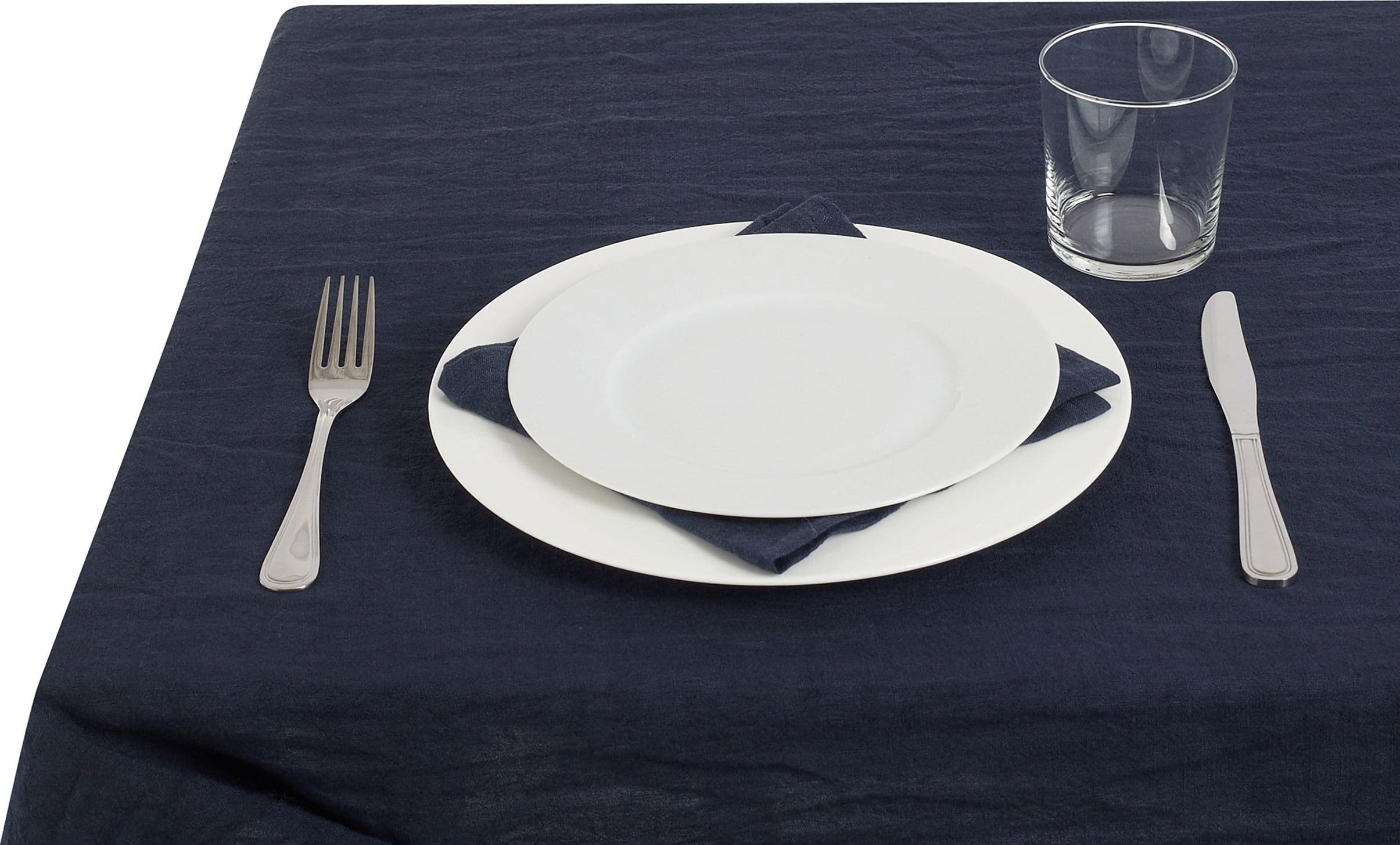Tovaglia da tavola in 100% puro lino lavato delavè stone washed morbido resistente elegante made in italy  BLU NOTTE - Vanita di raso