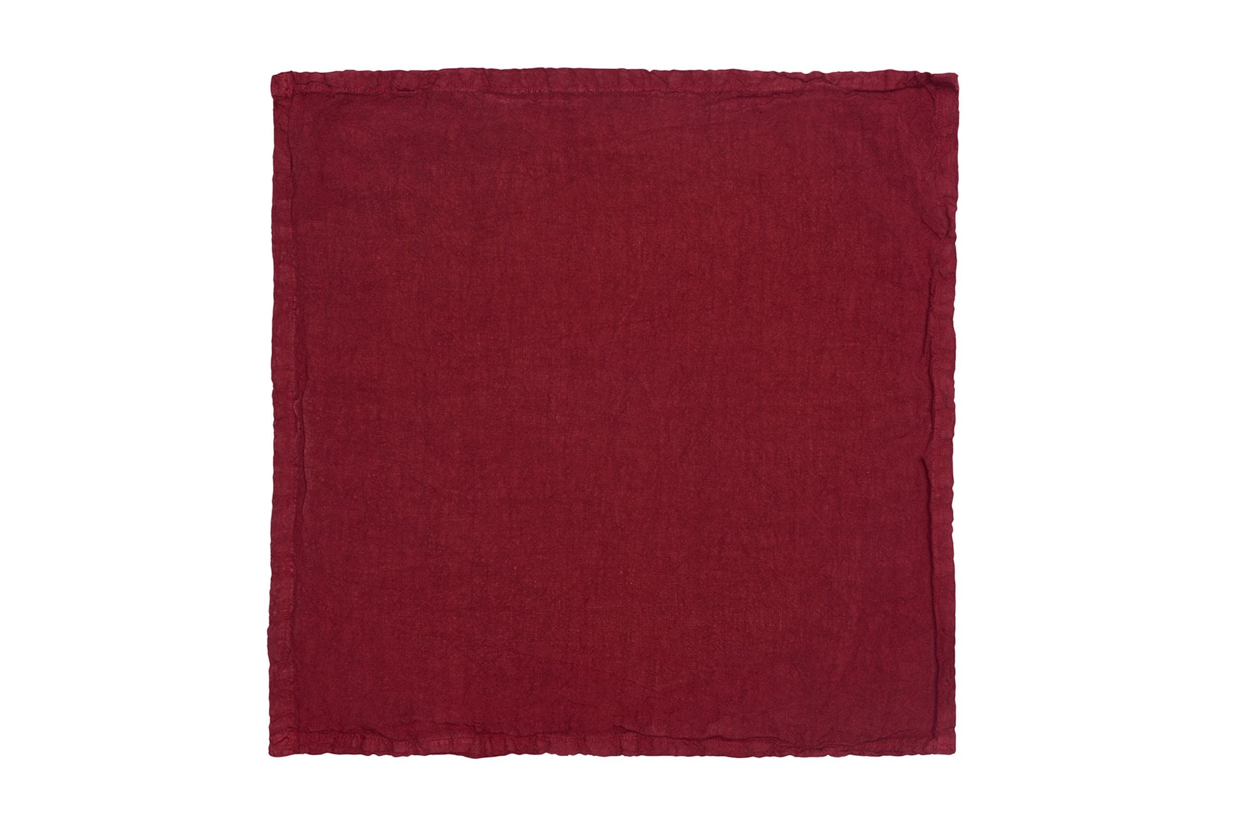 Set di 6 tovaglioli da tavola 45 X 45 CM in 100% puro lino lavato delavè stone washed morbido resistente elegante made in italy BORDEAUX - Vanita di raso