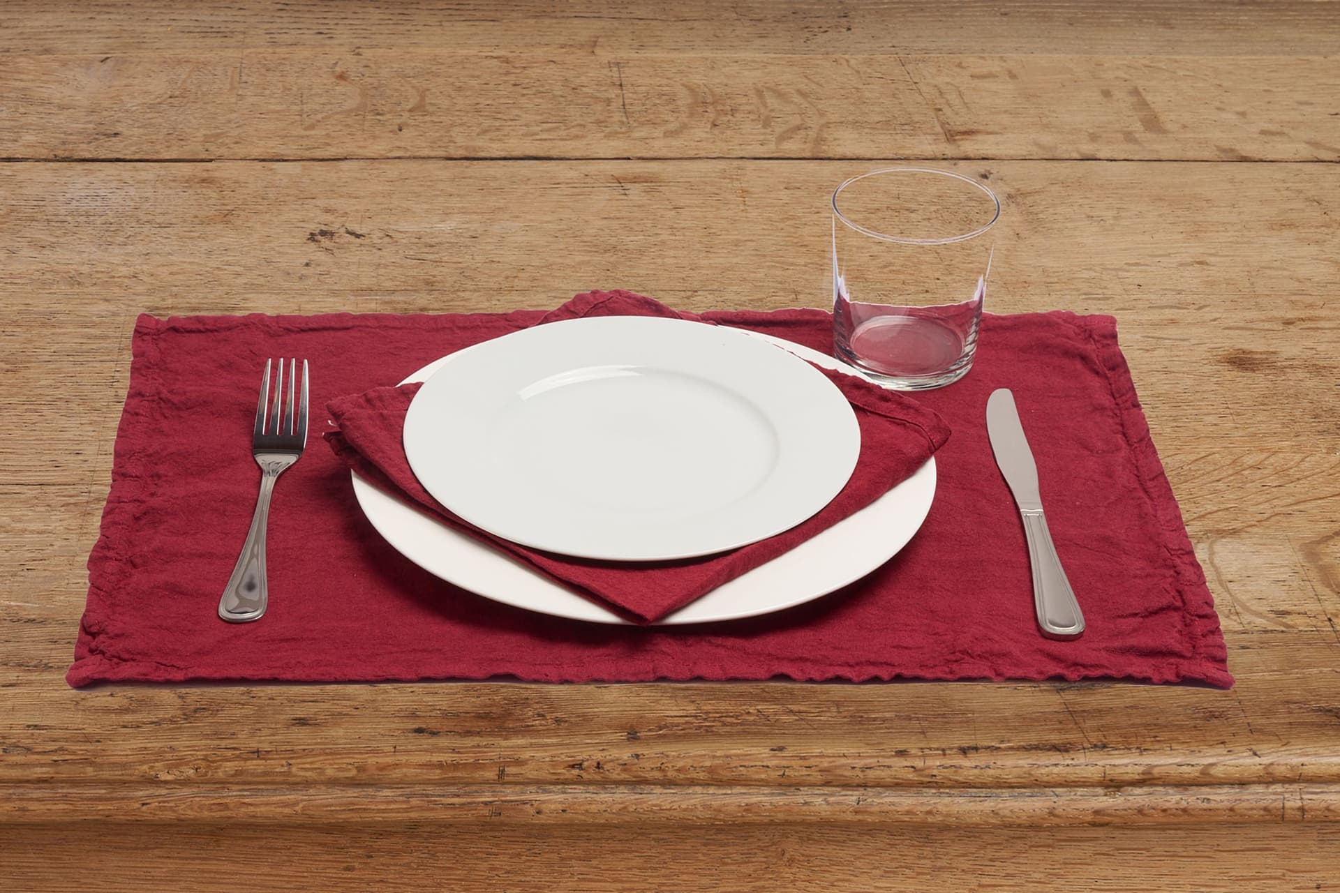 Set di 2 tovagliette americane coppia tovagliette 35 X 50 CM in 100% puro lino lavato delavè stone washed morbido resistente elegante made in italy  BORDEAUX - Vanita di raso