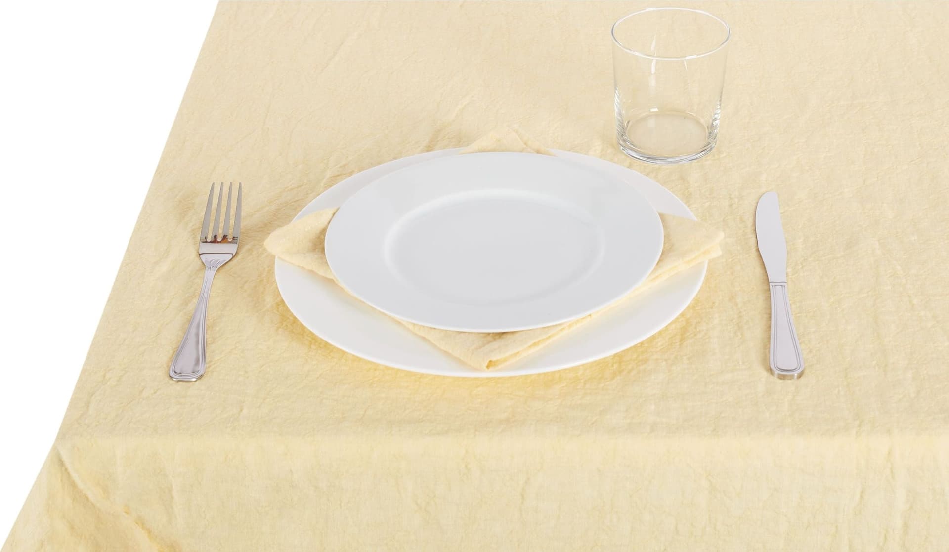 Tovaglia da tavola in 100% puro lino lavato delavè stone washed morbido resistente elegante made in italy   GIALLO PASTELLO - Vanita di raso