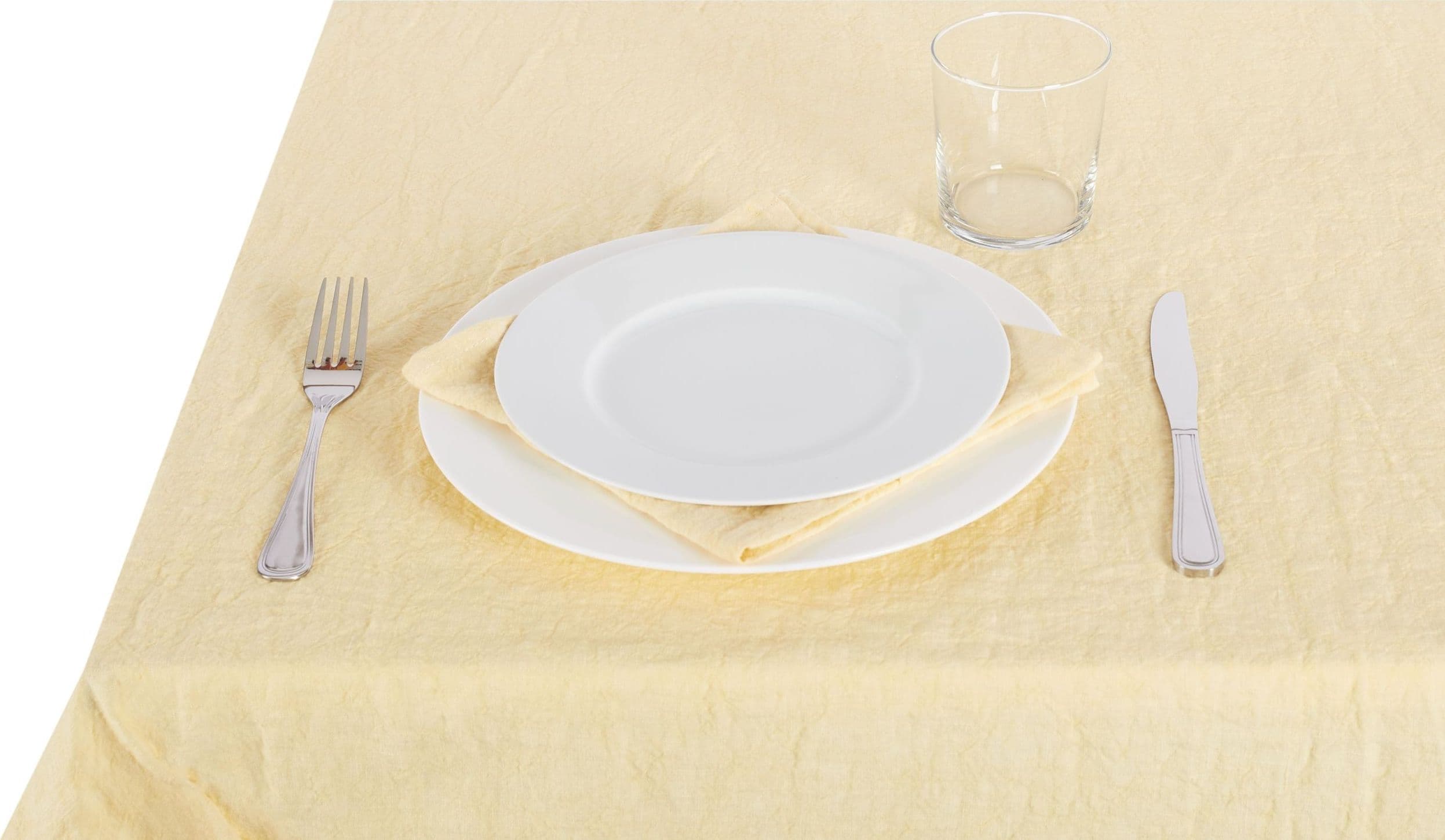 Tovaglia da tavola in 100% puro lino lavato delavè stone washed morbido resistente elegante made in italy   GIALLO PASTELLO - Vanita di raso