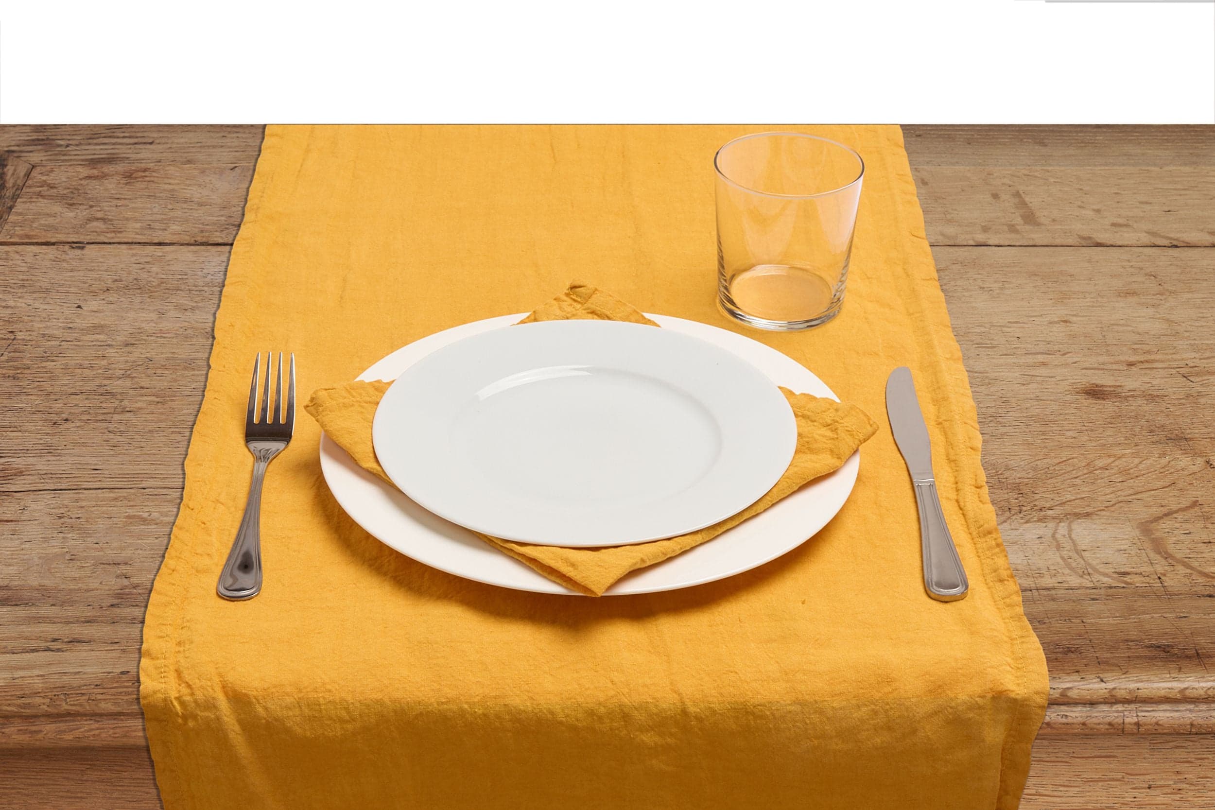Runner da tavola in 100% puro lino lavato delavè stone washed morbido resistente elegante made in italy OCRA - Vanita di raso