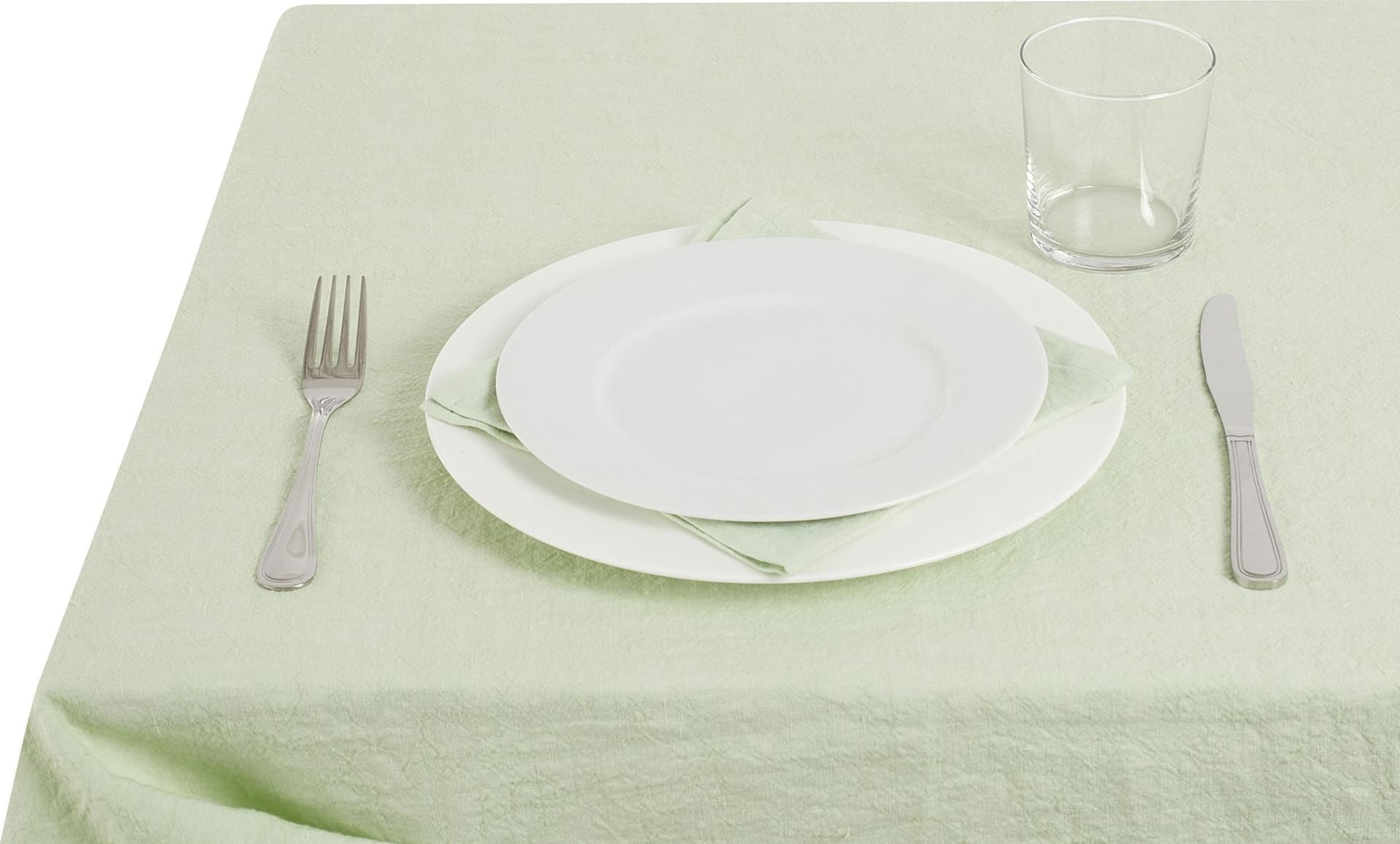 Tovaglia da tavola in 100% puro lino lavato delavè stone washed morbido resistente elegante made in italy  VERDE MENTA - Vanita di raso