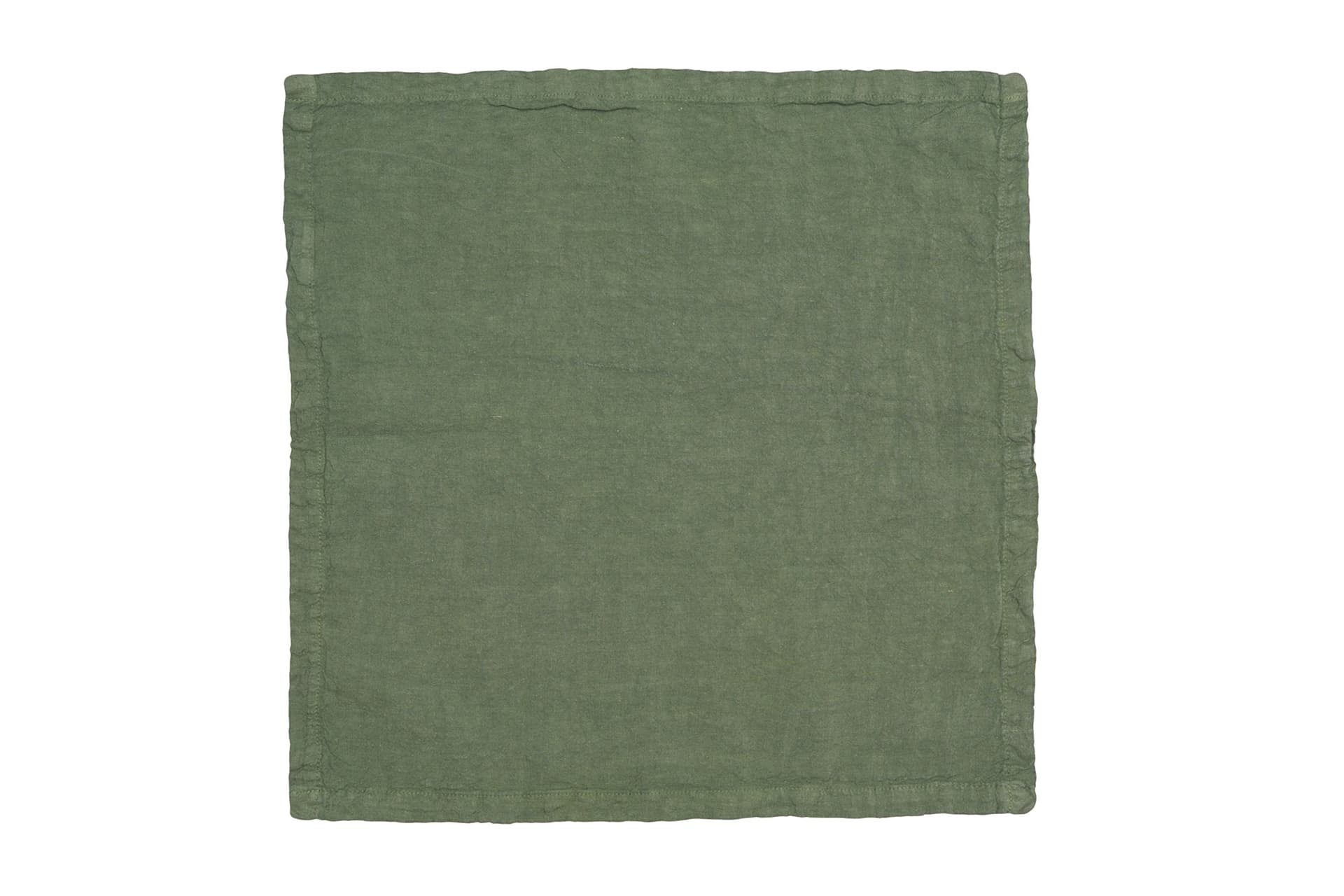 Set di 6 tovaglioli da tavola 45 X 45 CM in 100% puro lino lavato delavè stone washed morbido resistente elegante made in italy VERDE OLIVA - Vanita di raso