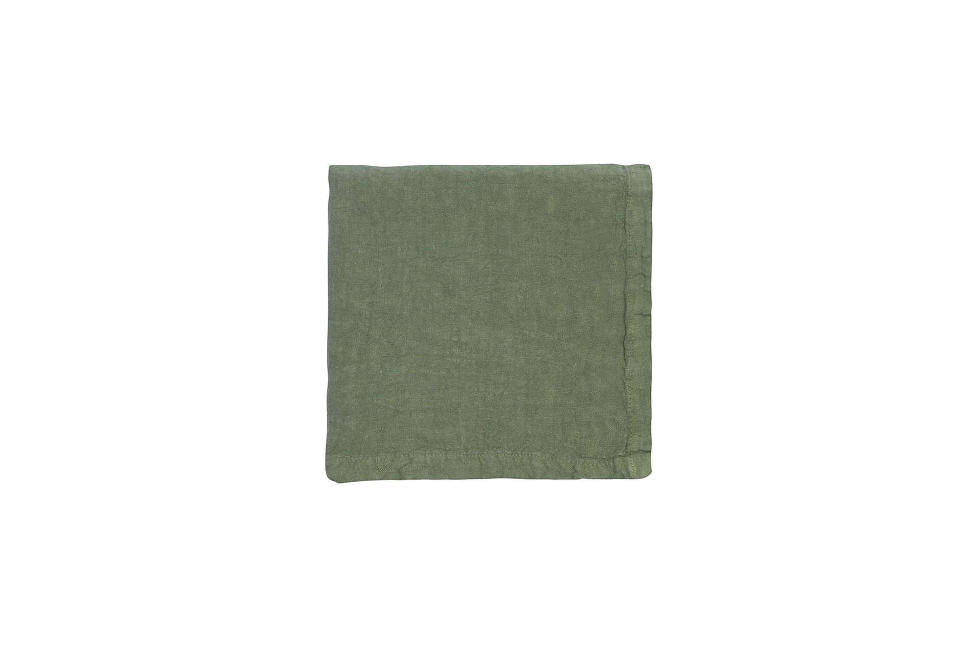 Set di 6 tovaglioli da tavola 45 X 45 CM in 100% puro lino lavato delavè stone washed morbido resistente elegante made in italy VERDE OLIVA - Vanita di raso