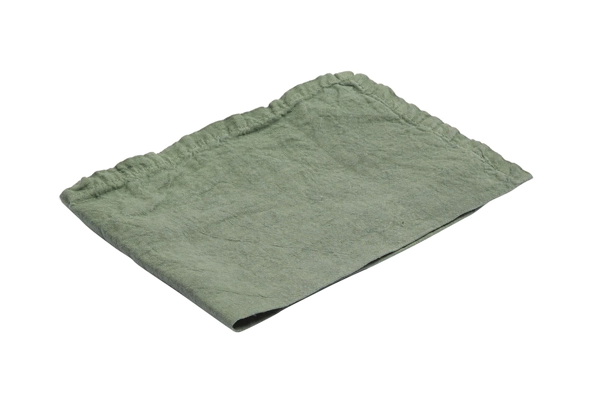 Set di 2 tovagliette americane coppia tovagliette 35 X 50 CM in 100% puro lino lavato delavè stone washed morbido resistente elegante made in italy VERDE OLIVA - Vanita di raso