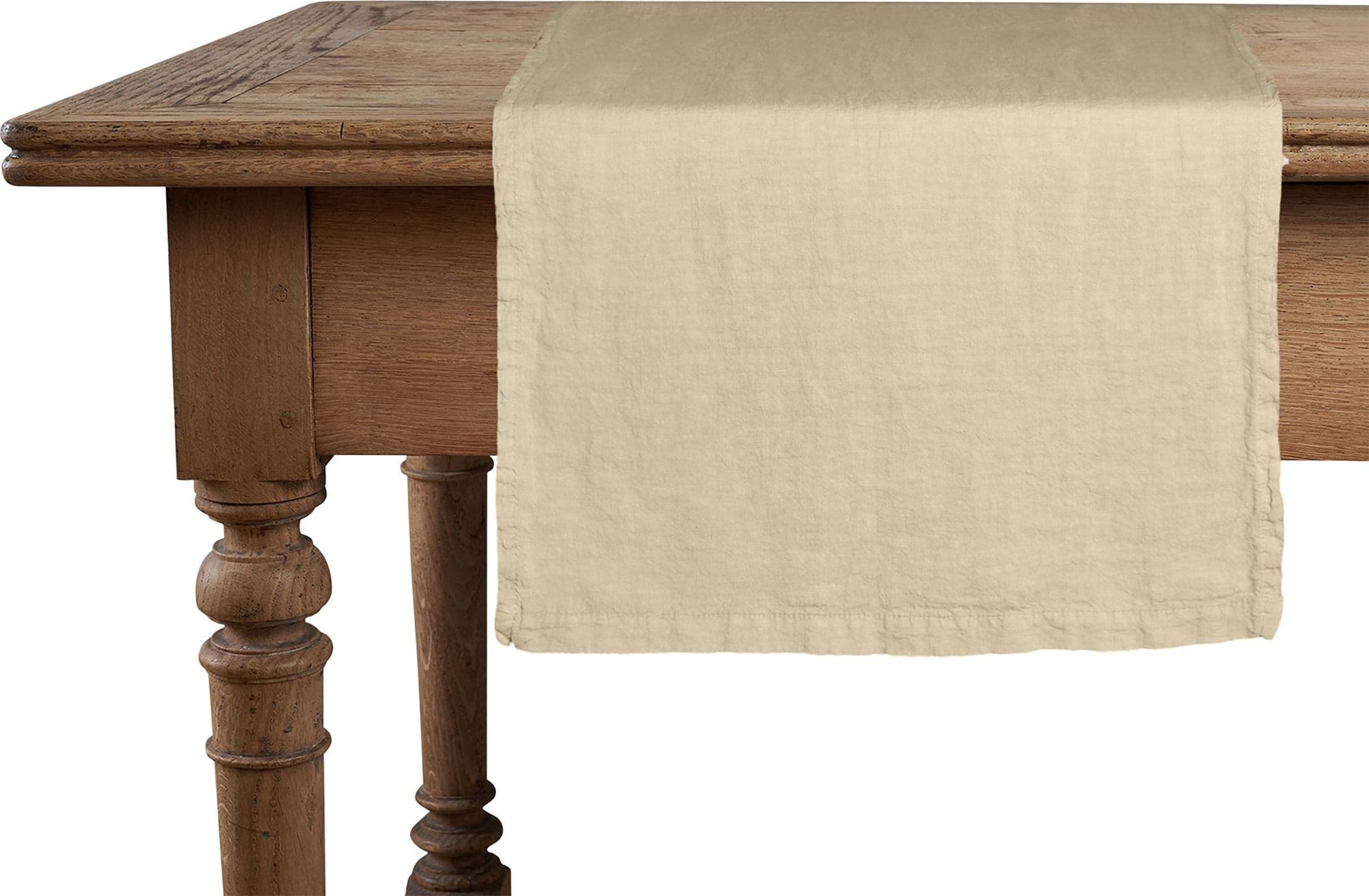 Runner da tavola in 100% puro lino lavato delavè stone washed morbido resistente elegante made in italy SABBIA - Vanita di raso