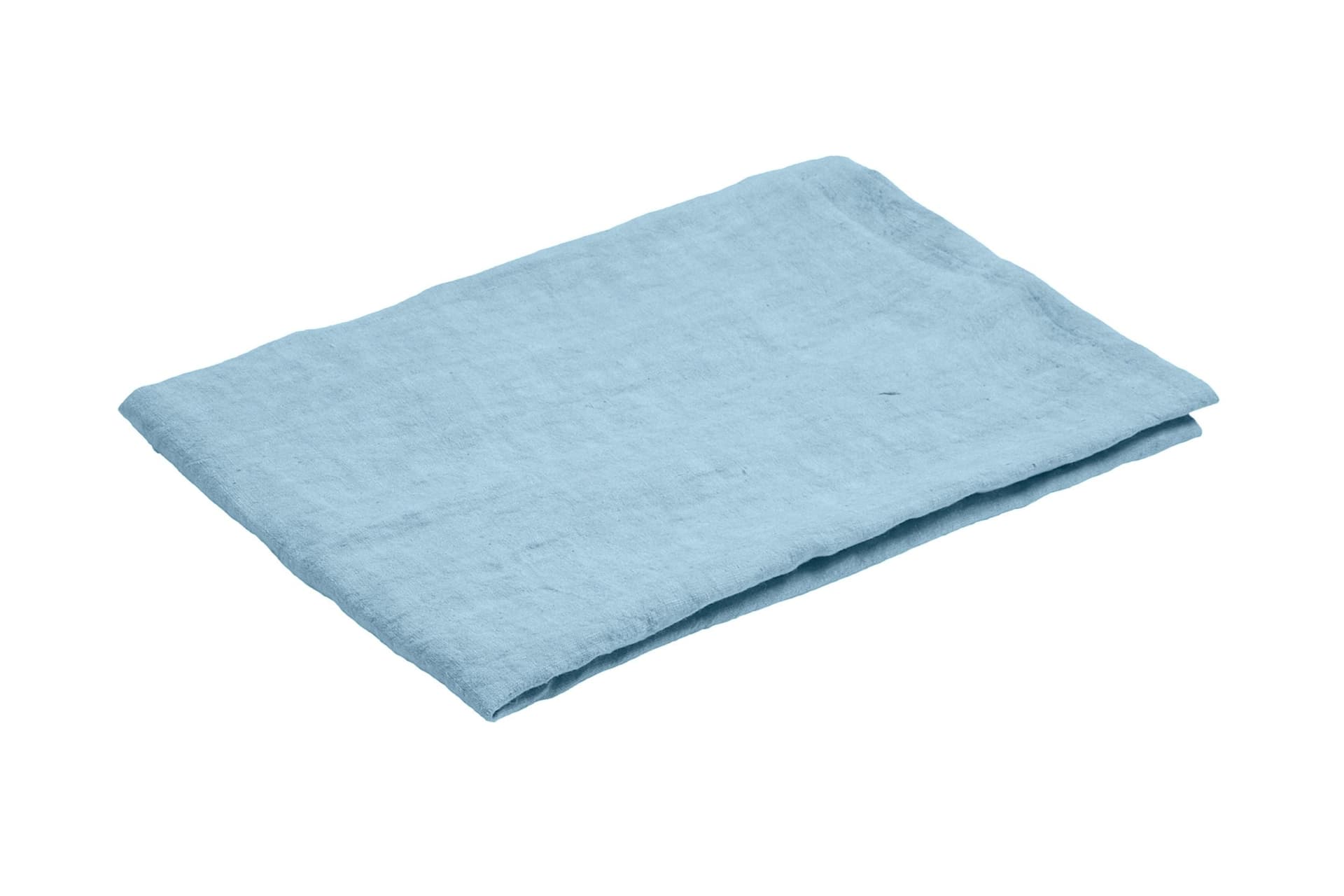 Tovaglia da tavola in 100% puro lino lavato delavè stone washed morbido resistente elegante made in italy  AZZURRO - Vanita di raso