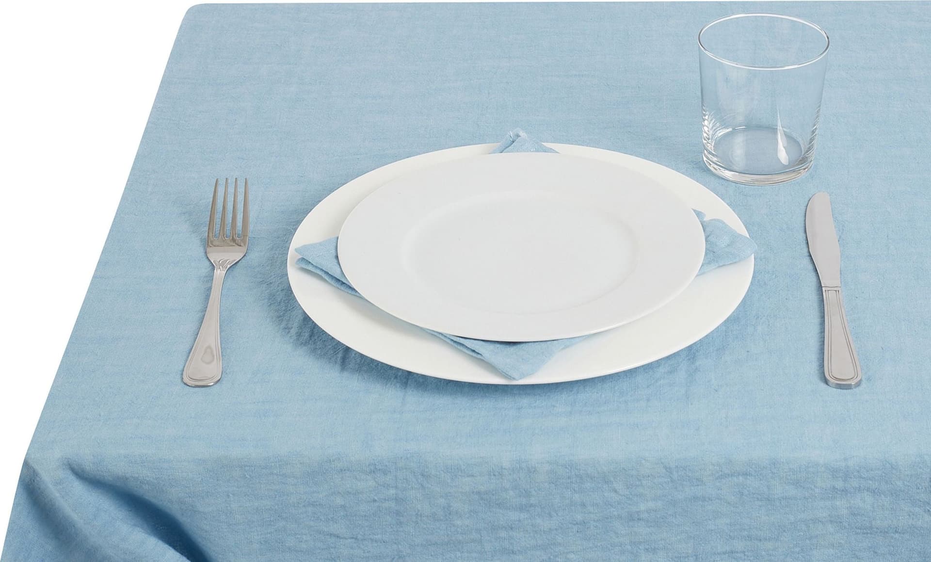 Tovaglia da tavola in 100% puro lino lavato delavè stone washed morbido resistente elegante made in italy  AZZURRO - Vanita di raso