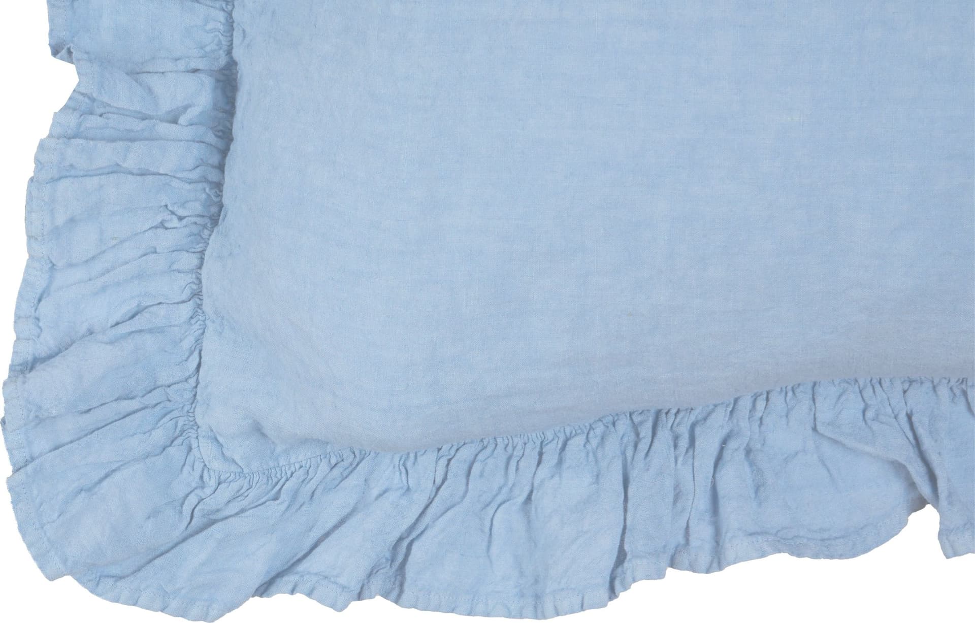 Federa in puro lino stonewashed Azzurro con Frou Frou in Federe Vanita di raso - Sesto San Giovanni, commercioVirtuoso.it