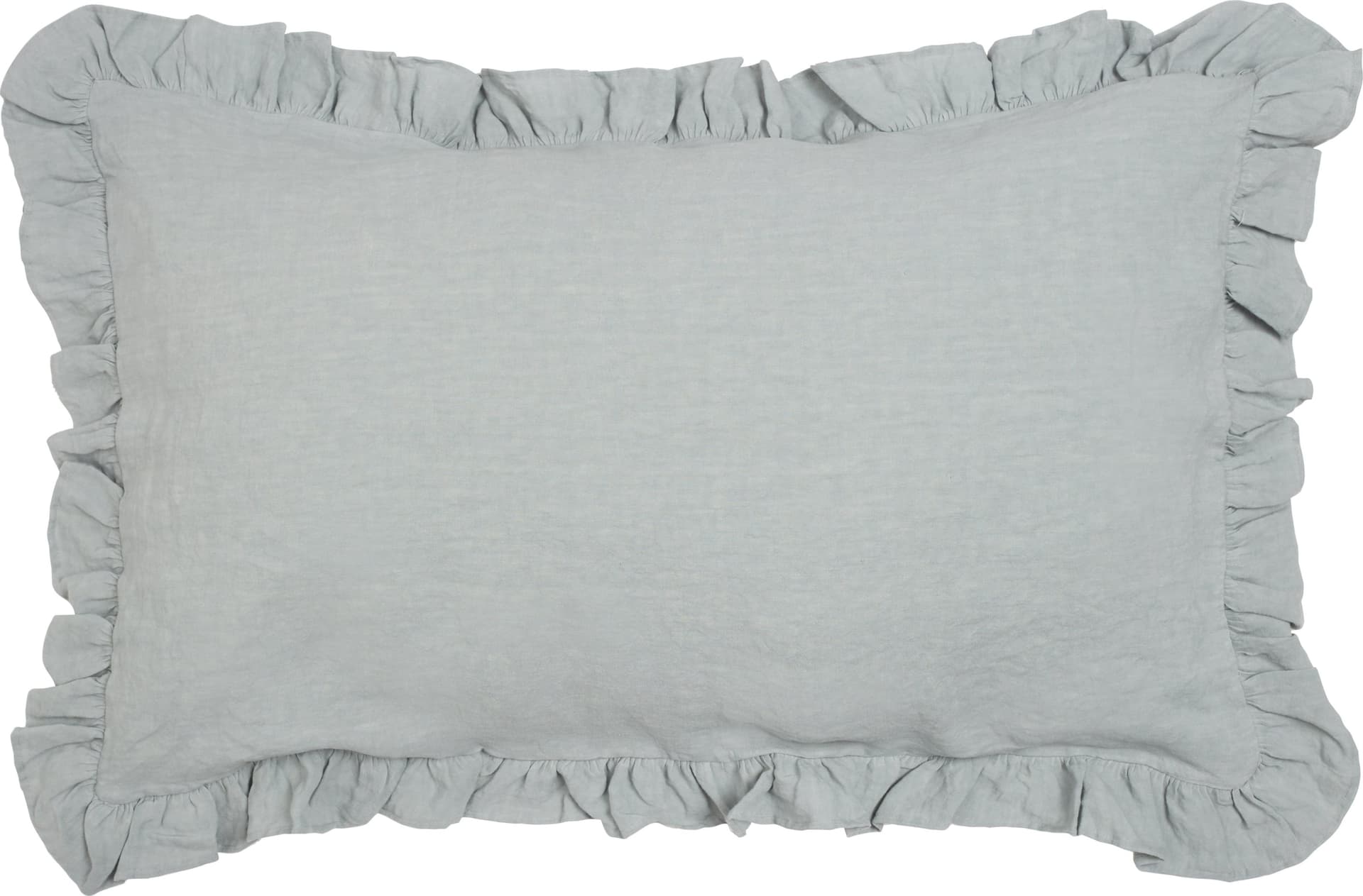 Federa in puro lino stonewashed Grigio con Frou Frou