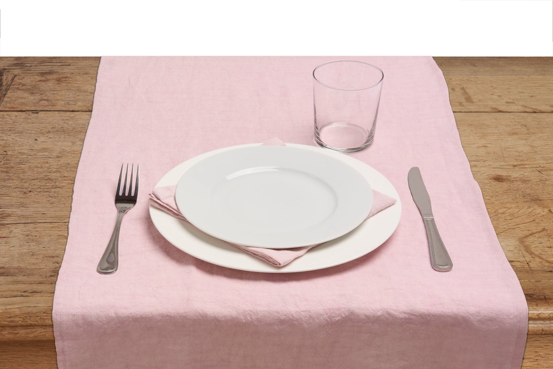 Runner da tavola in 100% puro lino lavato delavè stone washed morbido resistente elegante made in italy Rosa con Pizzo in Runner Vanita di raso - Sesto San Giovanni, commercioVirtuoso.it
