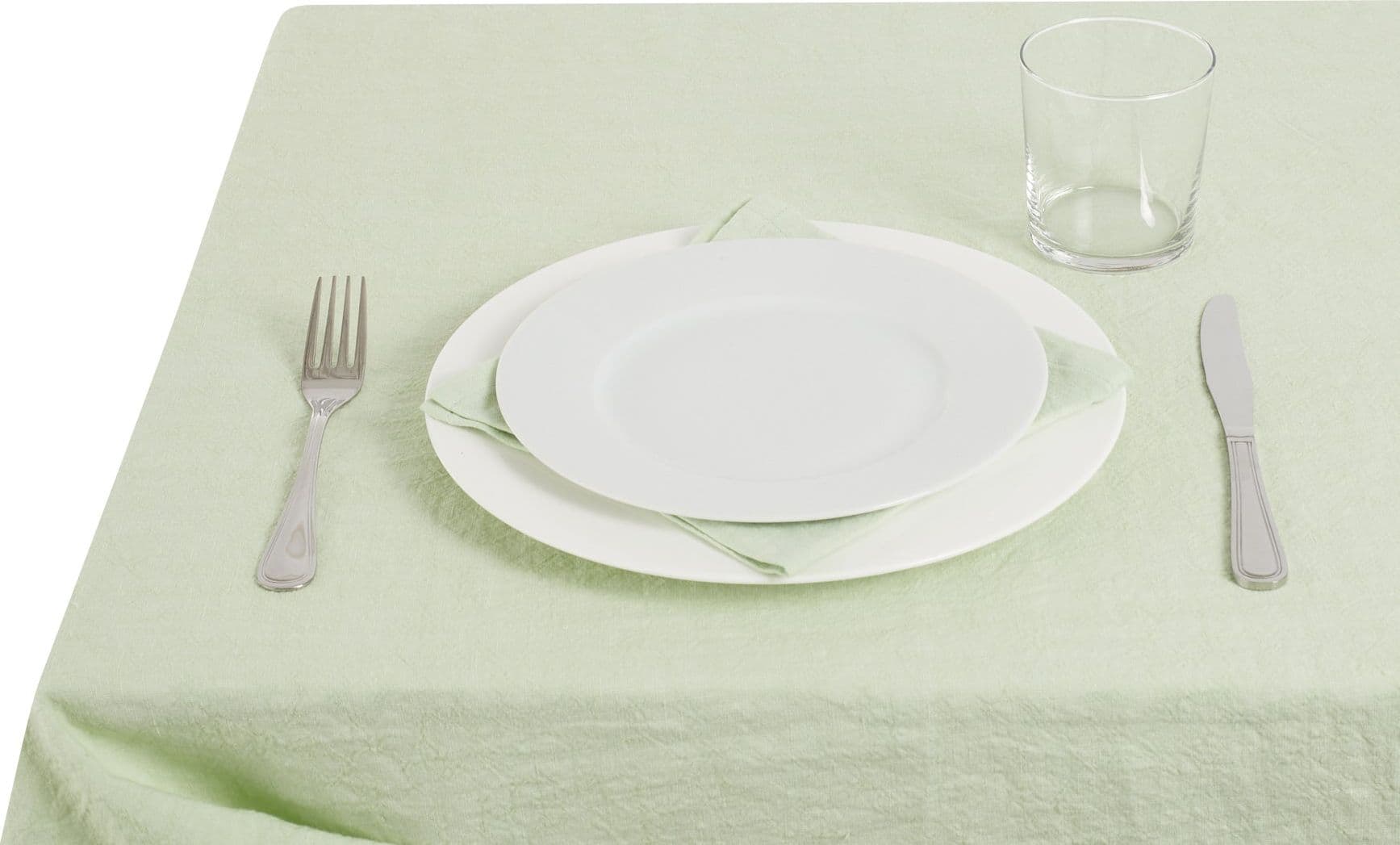 Tovaglia da tavola in 100% puro lino lavato delavè stone washed morbido resistente elegante made in italy Verde Delicato con Dettagli in Pizzo in Tovaglie Vanita di raso - Sesto San Giovanni, commercioVirtuoso.it