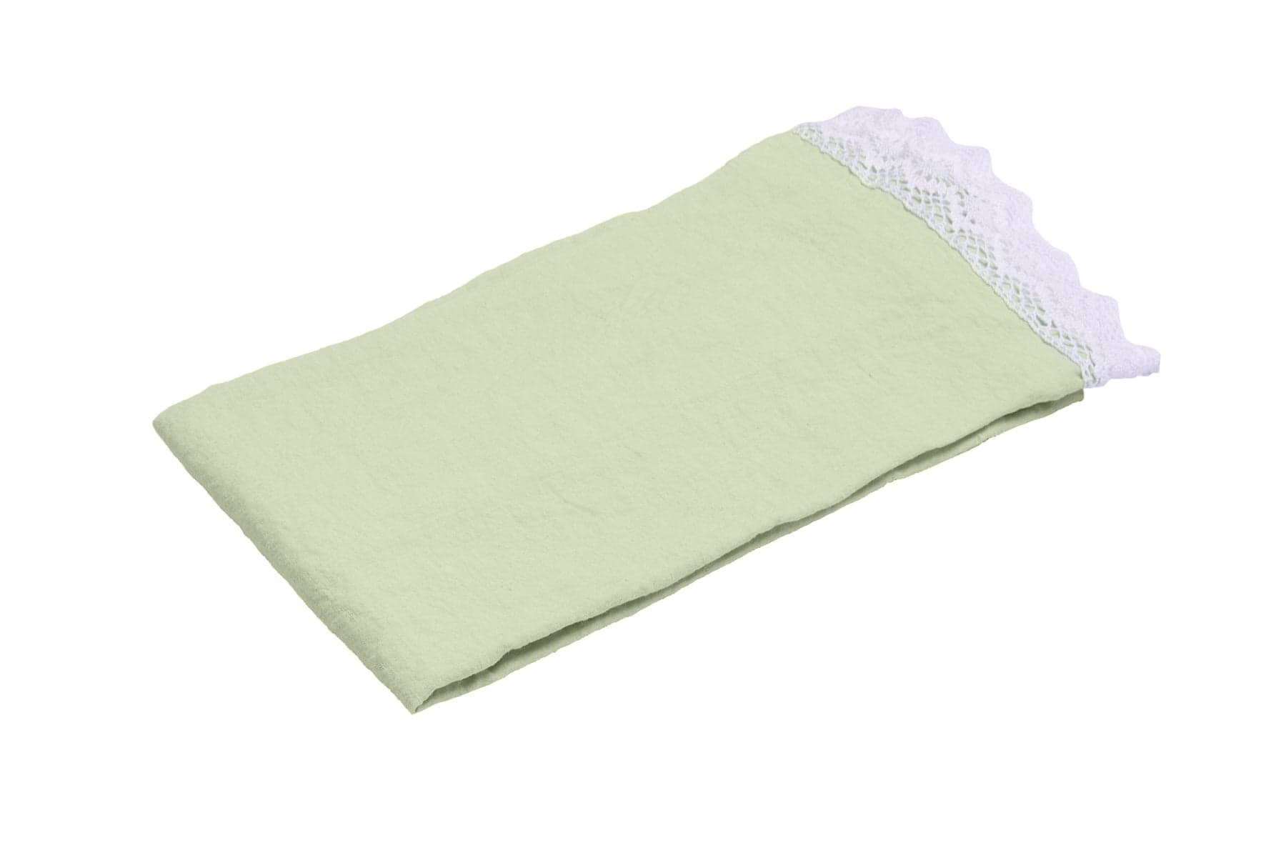 Tovaglia da tavola in 100% puro lino lavato delavè stone washed morbido resistente elegante made in italy Verde Delicato con Dettagli in Pizzo in Tovaglie Vanita di raso - Sesto San Giovanni, commercioVirtuoso.it