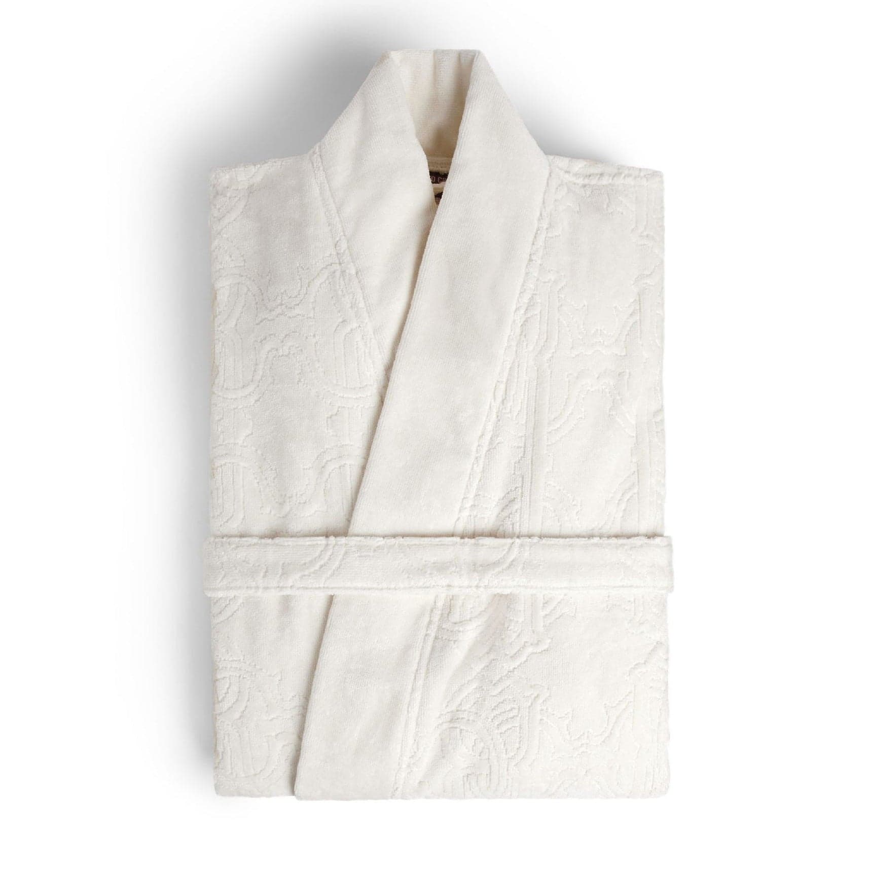 Accappatoio Roberto Cavalli Logo XXL bianco, in spugna di cotone, con cappuccio, cintura e tasche, minimal chic con logo, Made in Italy.