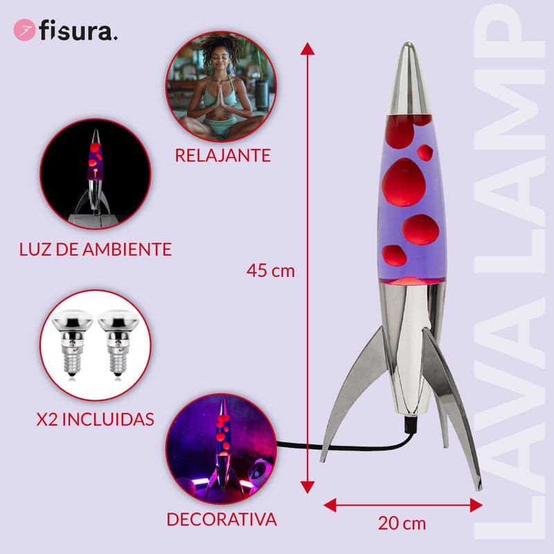 FISURA Lampada di lava a razzo rosso e viola in Autocategorizzazione Più Di Più Ideas - Casalnuovo di Napoli, commercioVirtuoso.it