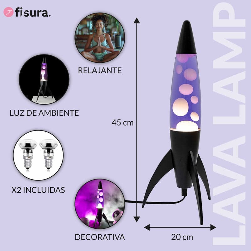 FISURA Lampada a lava Rocket Viola in Autocategorizzazione Più Di Più Ideas - Casalnuovo di Napoli, commercioVirtuoso.it