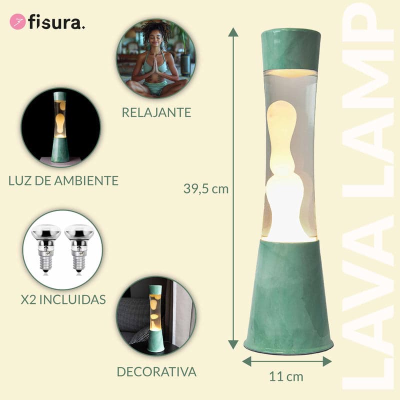 FISURA Lampada lava con base in giada, con liquido trasparente e lava color menta in Autocategorizzazione Più Di Più Ideas - Casalnuovo di Napoli, commercioVirtuoso.it