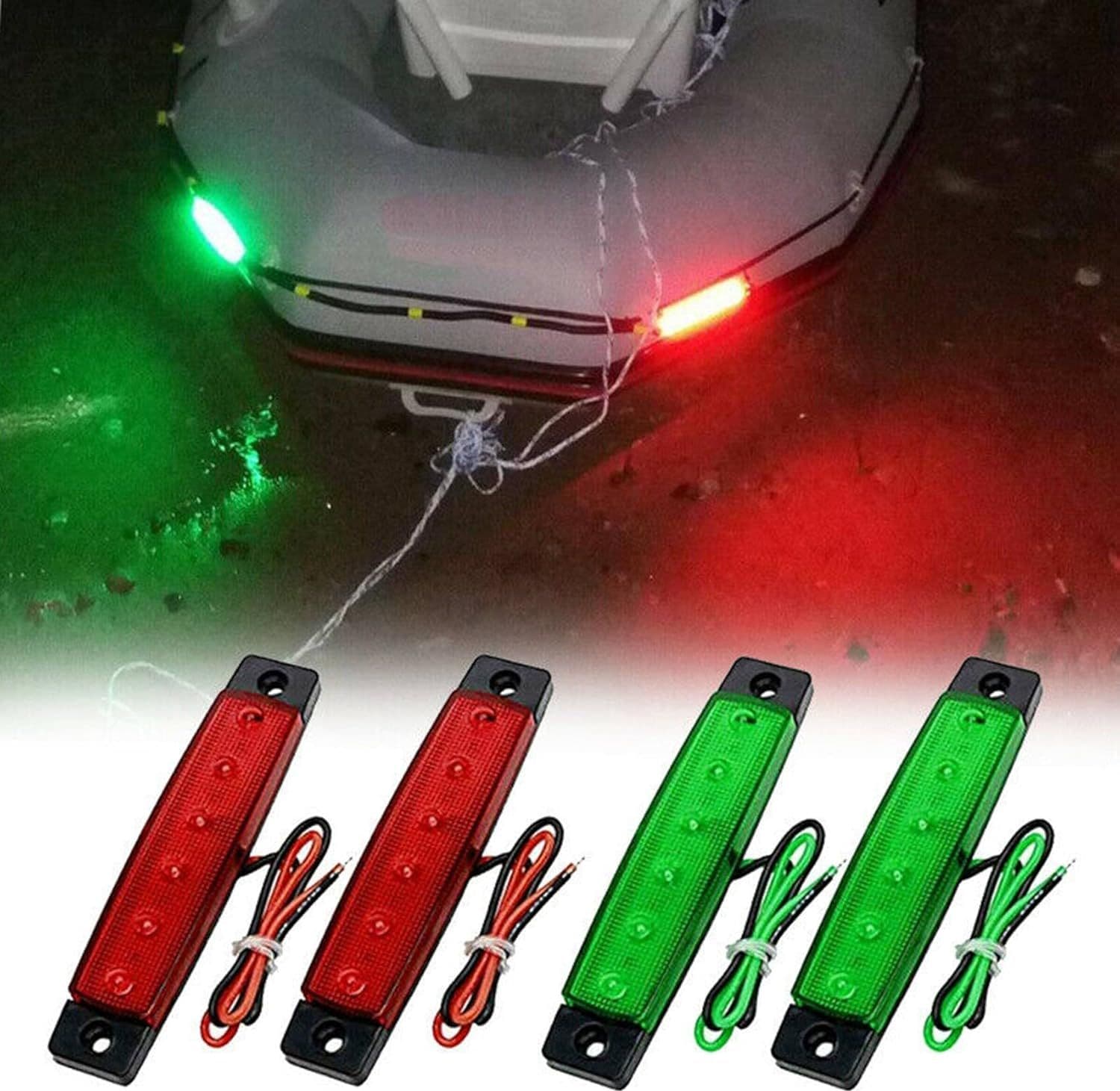 2 LUCI DI VIA BARCA YATCH NAVE 12-24V FANALINI IMPERMEABILI ROSSO E VERDE ALTA LUMINOSITA' VISIBILITA'SEGNALAZIONE MARINA FANALI DI VIA