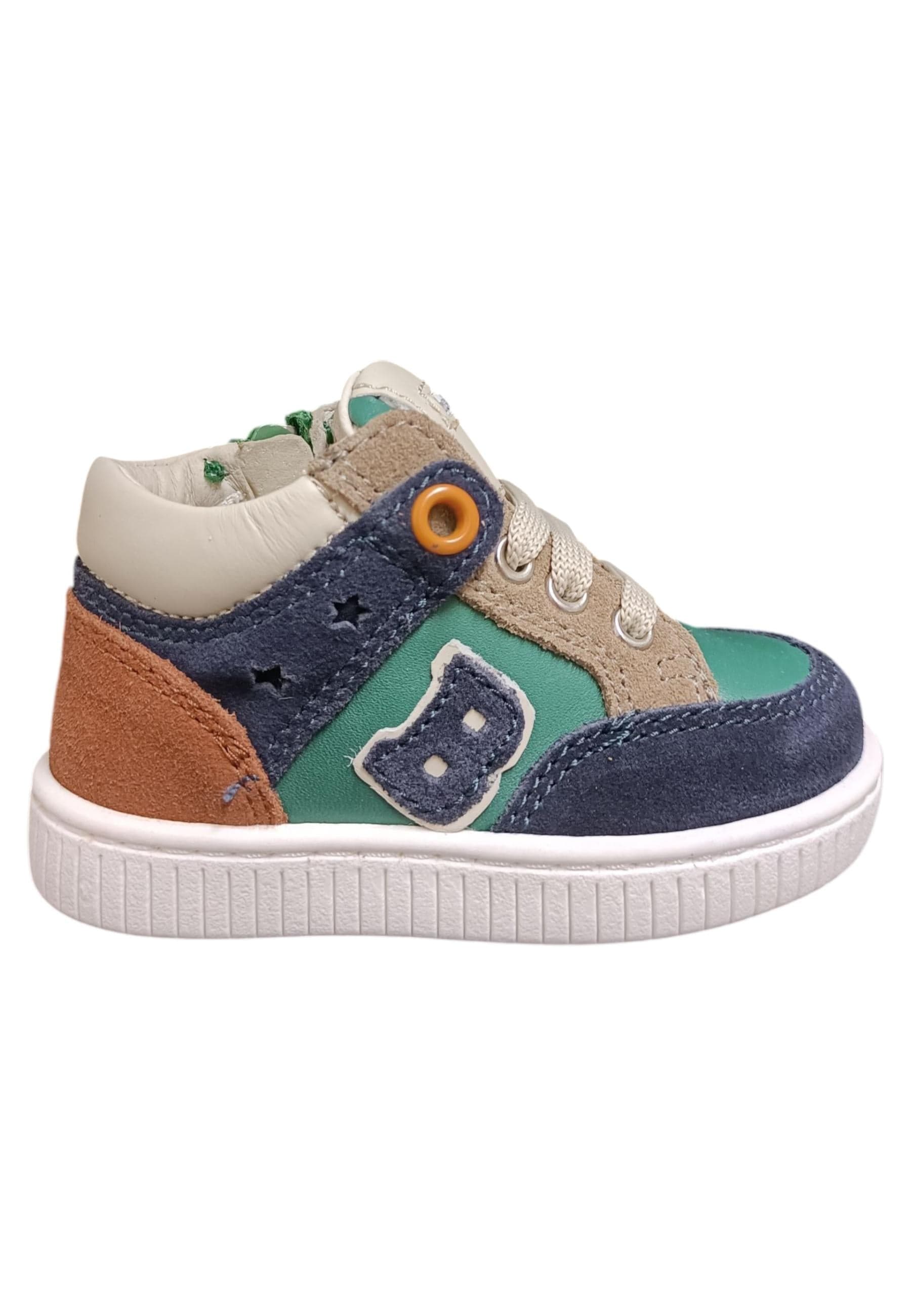 Sneakers primi passi bambino Balducci Cita blu verde bordeaux pelle - Stile tricolore con lacci - 6