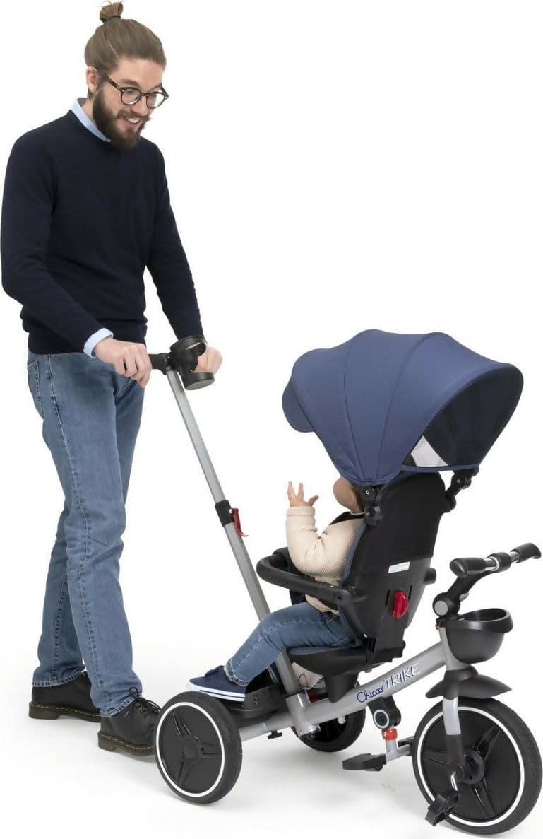 CHICCO Triciclo Evolutivo Bambini 4in1 segue la crescita del bambino - Telaio in Metallo - Ruote in Gomma EVA - Cintura a 4 Punti - Maniglione Telescopico e Cappottina Rimovibili - Passeggino con Seduta Reversibile - Cestino - colore BLU in Bici per bambini Sanitaria Gioia del Bimbo - Villa San Giovanni, commercioVirtuoso.it