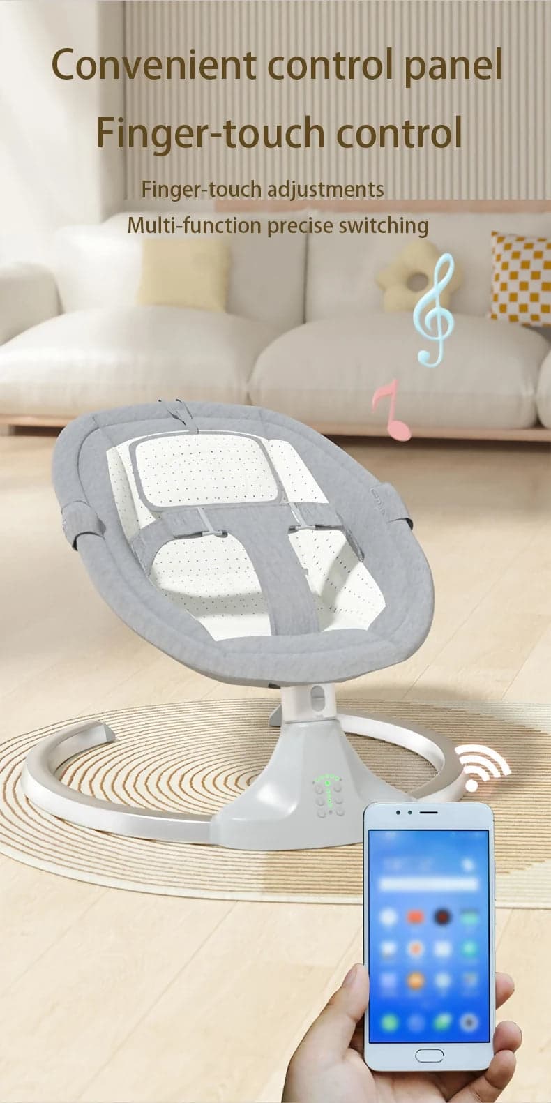 Sdraietta neonato sedia a dondolo Grigio Musica Bluetooth e telecomando con zanzariera multifunzionale in Sdraiette e dondolini Tech Service - Melito di Napoli, commercioVirtuoso.it