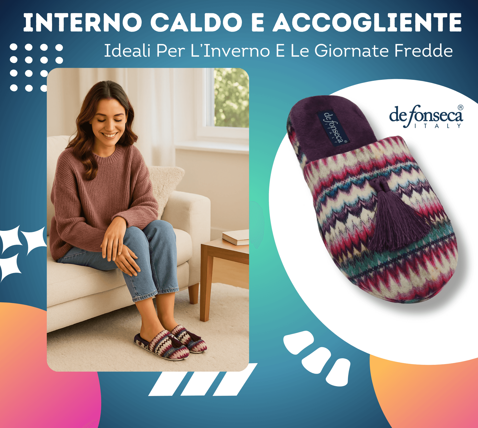 de fonseca Sissy Ciabatte Artistiche da Donna, Pantofole in Cotone, Slippers Comode e Lavabili per Casa in Infradito Primo Calzature - Venezia, commercioVirtuoso.it