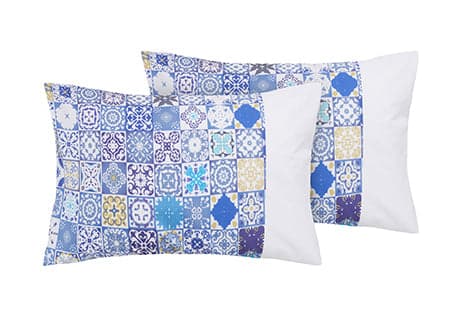 Set 2 federe coppia di federe bifaccia doubleface stampa digitale cotone Made in Italy MAIOLICHE DI VIETRI / BIANCO