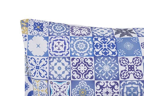 Set 2 federe coppia di federe bifaccia doubleface stampa digitale cotone Made in Italy MAIOLICHE DI VIETRI / BIANCO in Federe Vanita di raso - Sesto San Giovanni, commercioVirtuoso.it