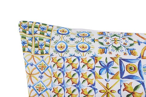 Set Copripiumino Federe Bifaccia Parure Copripiumino in Cotone Made in Italy MAIOLICHE SICILIANE / BIANCO in Set copripiumini e federe Vanita di raso - Sesto San Giovanni, commercioVirtuoso.it