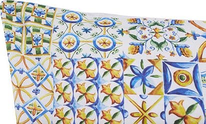 Completo letto lenzuola federe bifaccia double face stampa digitale in cotone made in italy  MAIOLICHE SICILIANE/BIANCO in Set di lenzuola e federe Vanita di raso - Sesto San Giovanni, commercioVirtuoso.it