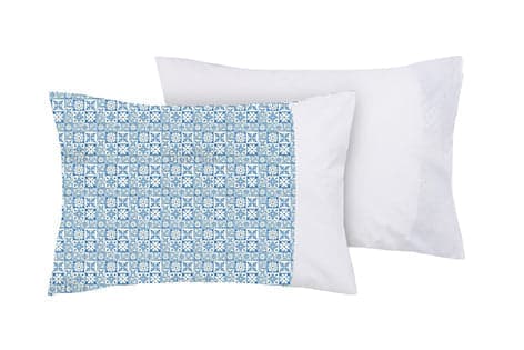 Set 2 federe coppia di federe bifaccia doubleface stampa digitale cotone Made in Italy MAIOLICHE QUADRETTI BLU / BIANCO in Federe Vanita di raso - Sesto San Giovanni, commercioVirtuoso.it
