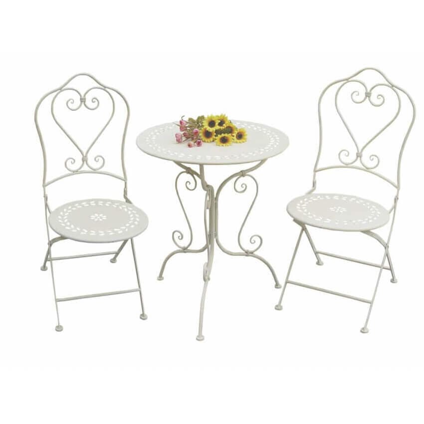 Set tavolo con 2 sedie in ferro Bianco in Tavoli standard Milani Home - Dueville, commercioVirtuoso.it