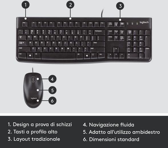 KIT TASTIERA E MOUSE LOGITECH MK120 USB in Tastiere da gioco Webstore srl - Bonate Sotto, commercioVirtuoso.it