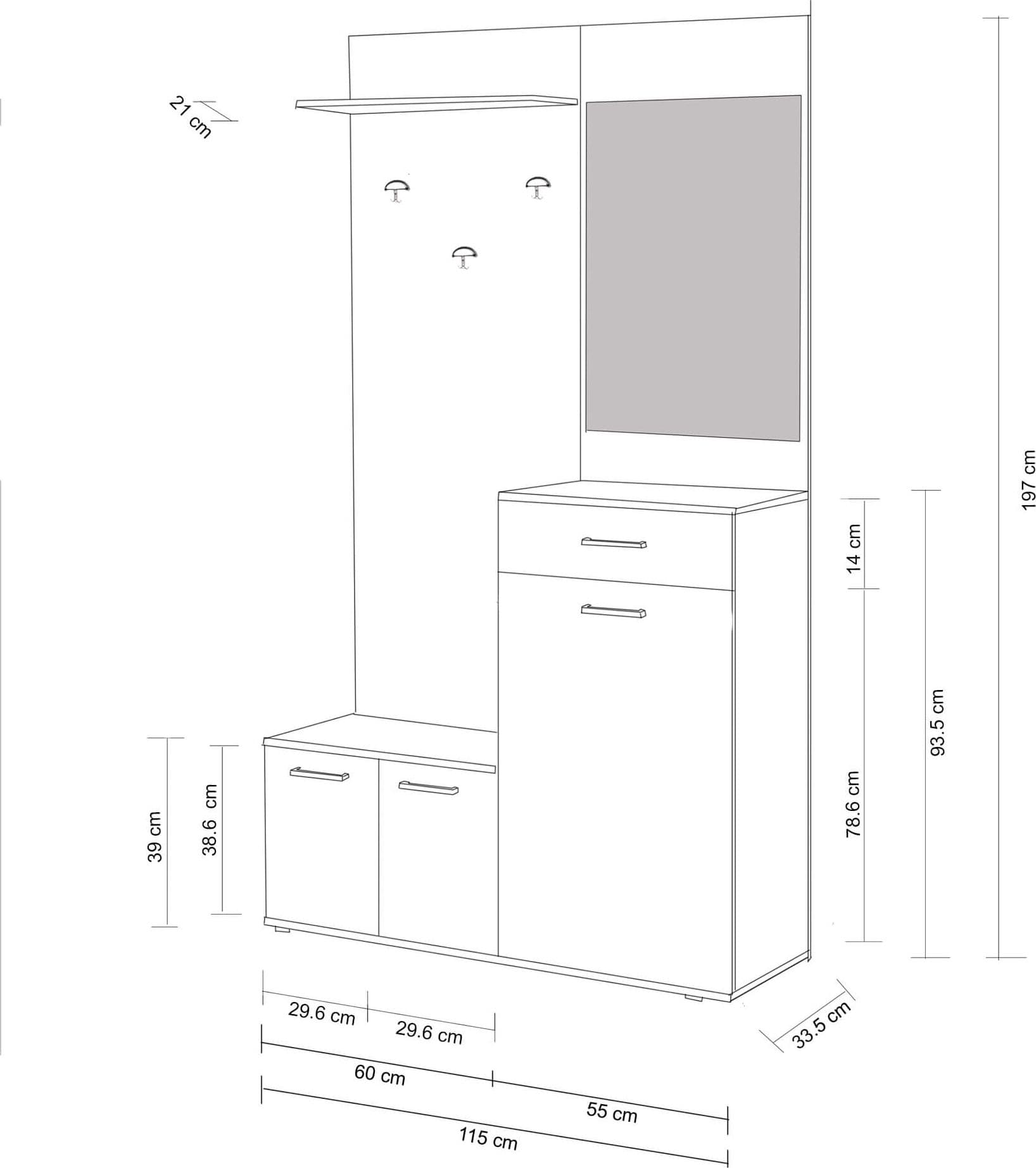 BISCA - mobile ingresso con attaccapanni Marrone chiaro in Mobiletti Milani Home - Dueville, commercioVirtuoso.it