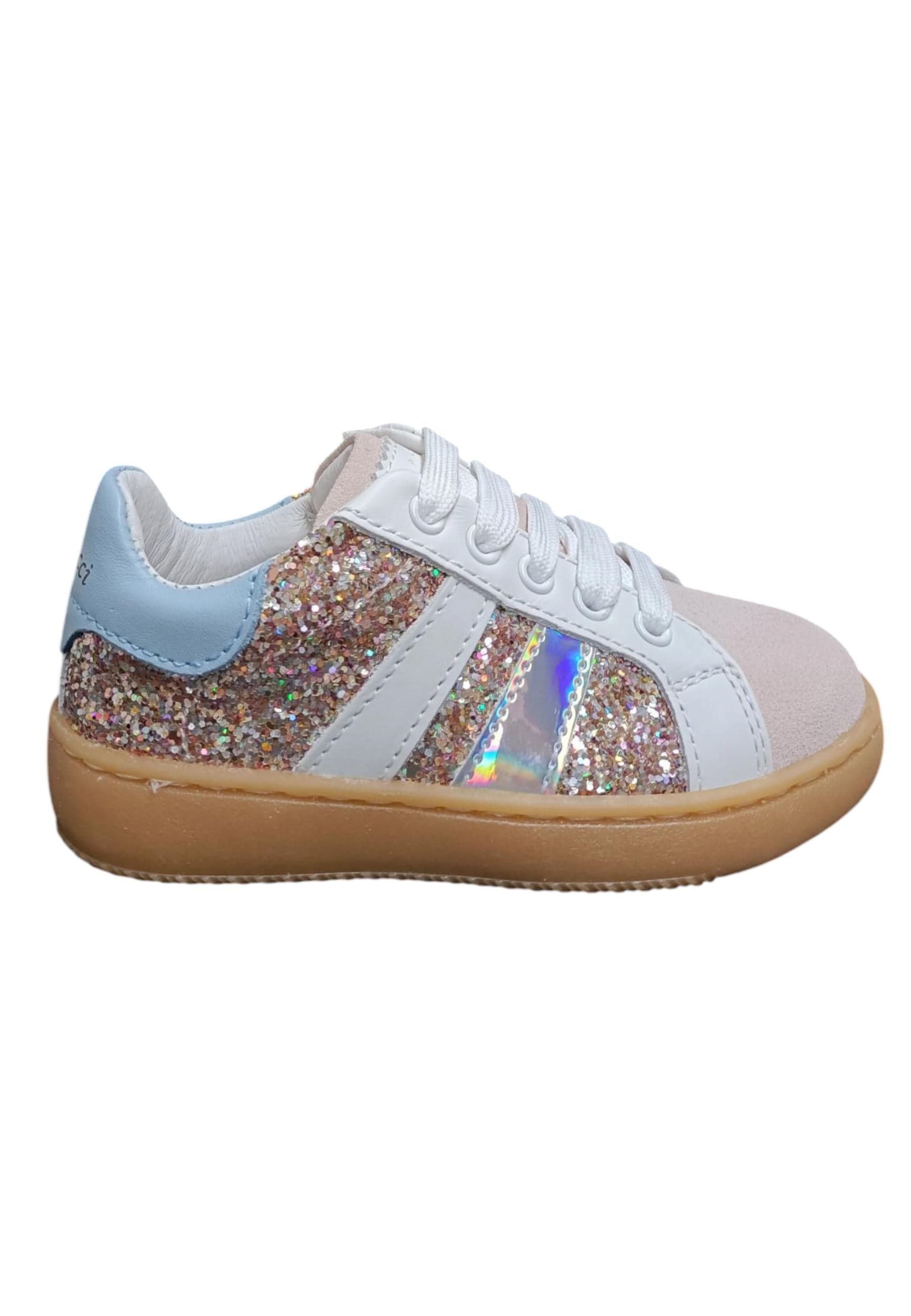 Scarpe sneakers Bambine e ragazze balducci lymn  grigio-bianco-celeste-multicolor-beige laccio e zip laterale - 6