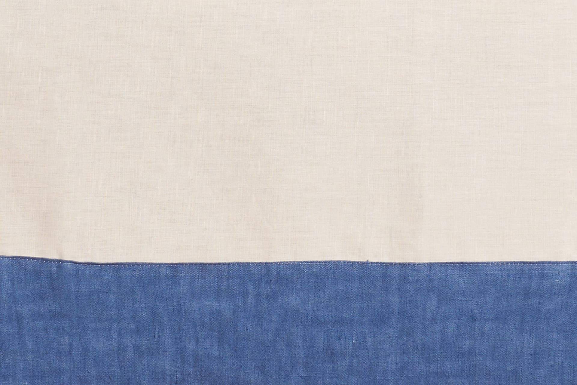Runner in misto lino  con elegante bordo applicato made in italy  NATURALE/BLUETTE in Runner Vanita di raso - Sesto San Giovanni, commercioVirtuoso.it
