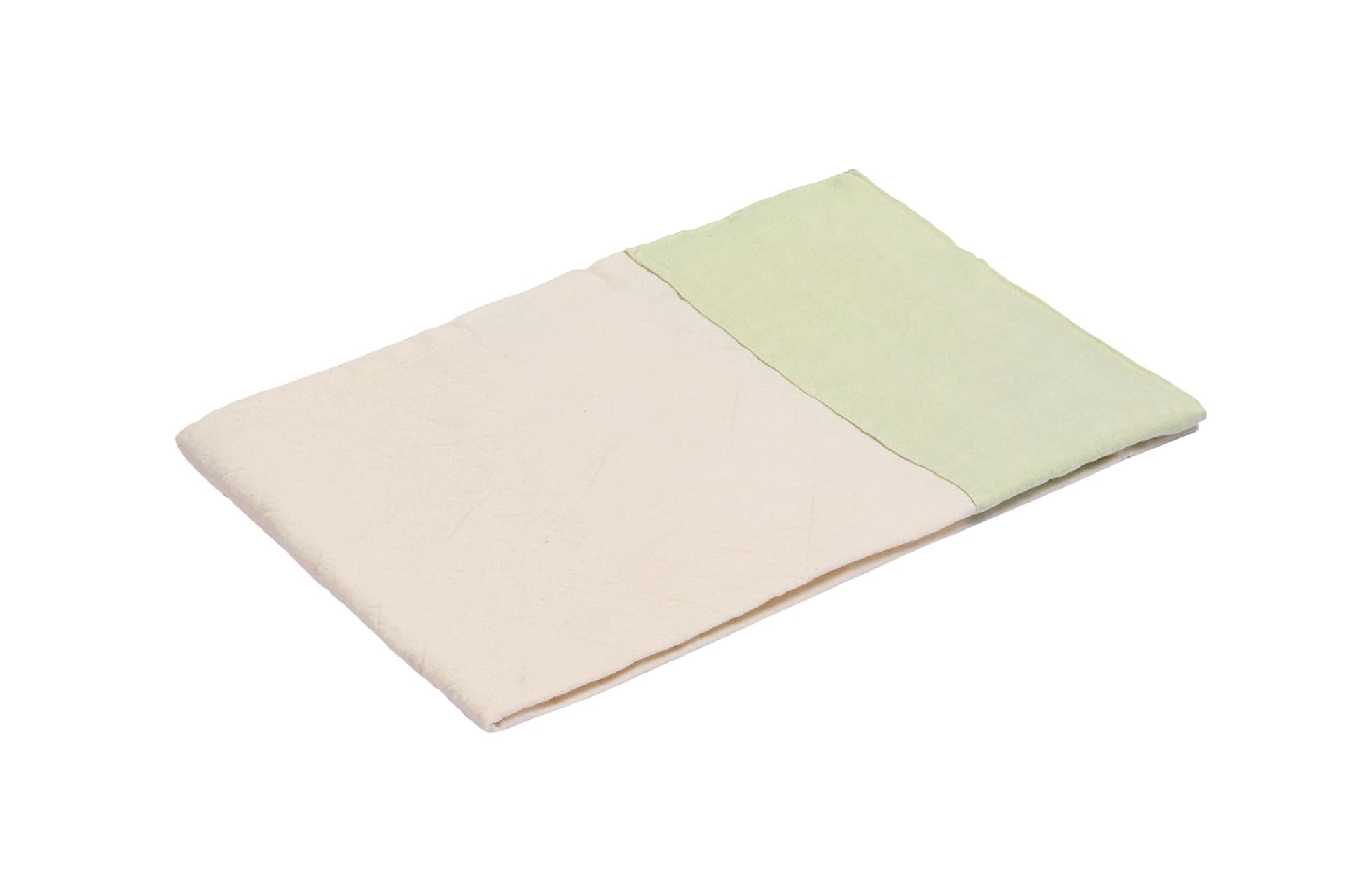 Runner in misto lino  con elegante bordo applicato made in italy  NATURALE/VERDE DELICATO in Runner Vanita di raso - Sesto San Giovanni, commercioVirtuoso.it