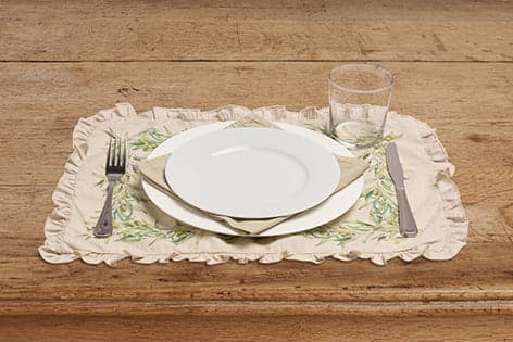 Set di 2 tovagliette americane colazione con decorazione frou frou coppia tovagliette 35 X 50 CM in misto lino stampa floreale fiori  morbide resistenti eleganti made in italy ULIVO in Tovagliette Vanita di raso - Sesto San Giovanni, commercioVirtuoso.it