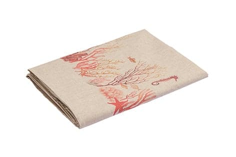 Tovaglia in misto lino stampato morbida resistente elegante made in italy FONDO MARINO ROSSO - Vanita di raso